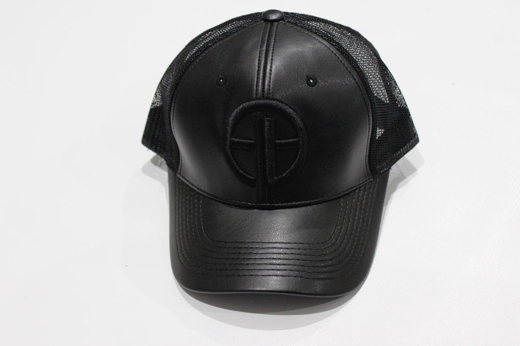 Black dopeboy faux leather cap - black stitch