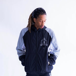 Black and Grey polyester track Jacket.
